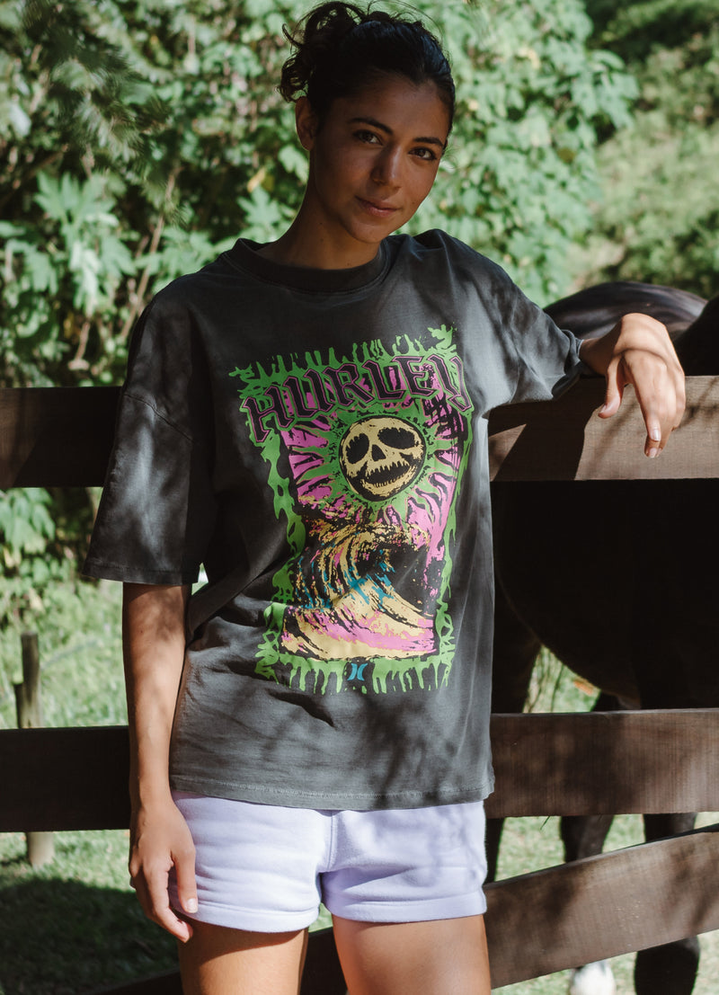 Camiseta Especial Preta Hurley Skull Sun