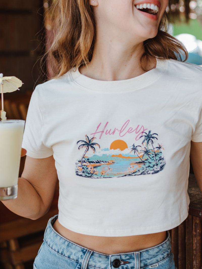 Blusa Manga Curta Off White Hurley Palmer Island