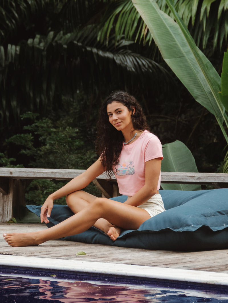 Blusa Manga Curta Rosa Hurley Palmer Island