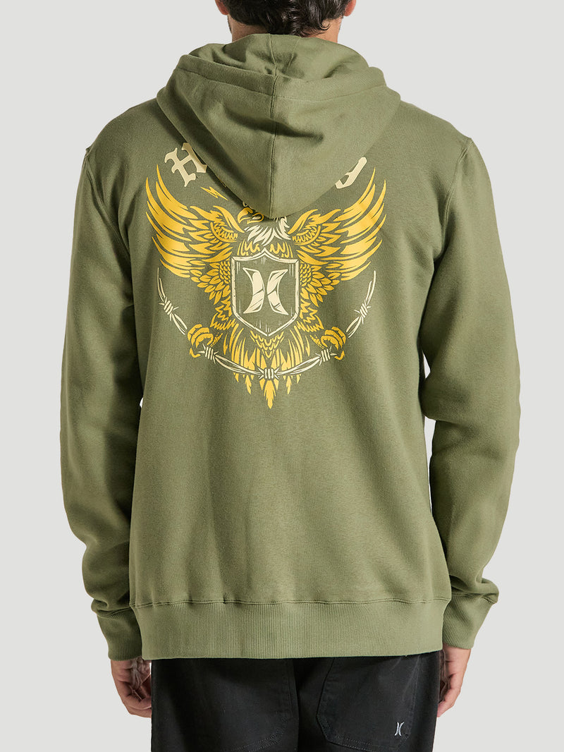 Moletom Canguru Com Zíper Verde Militar Hurley Eagle