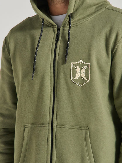 Moletom Canguru Com Zíper Verde Militar Hurley Eagle