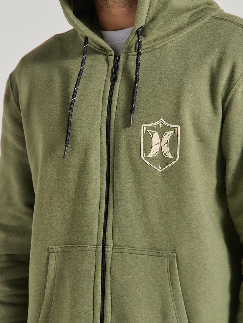 Moletom Canguru Com Zíper Verde Militar Hurley Eagle