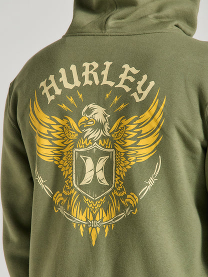Moletom Canguru Com Zíper Verde Militar Hurley Eagle