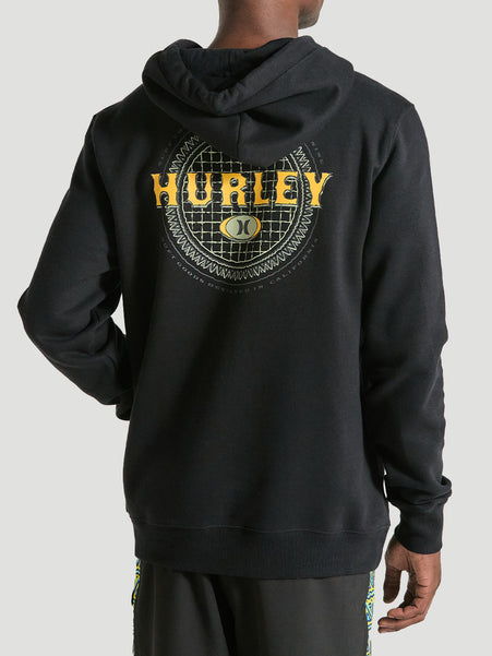 Moletom Canguru Preto Estampado Hurley Retrô Waves