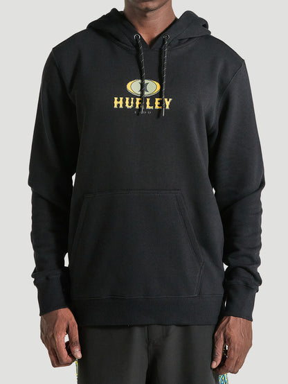 Moletom Canguru Preto Estampado Hurley Retrô Waves