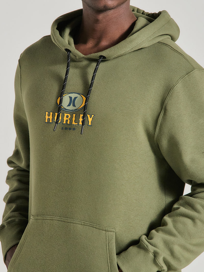 Moletom Canguru Verde Militar Estampado Hurley Retrô Waves