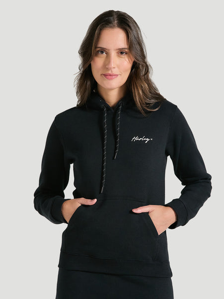Moletom Canguru Feminino Preto Hurley Line