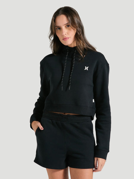 Moletom Cropped Com Capuz Preto Hurley Mini Icon