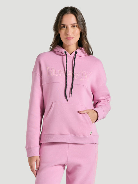Moletom Canguru Oversized Feminino Rosa Hurley Outline