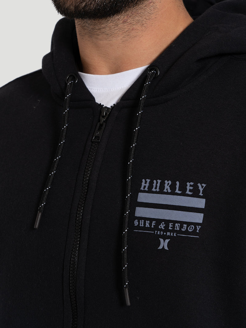 Moletom Canguru com Zíper Preto Hurley Agacê