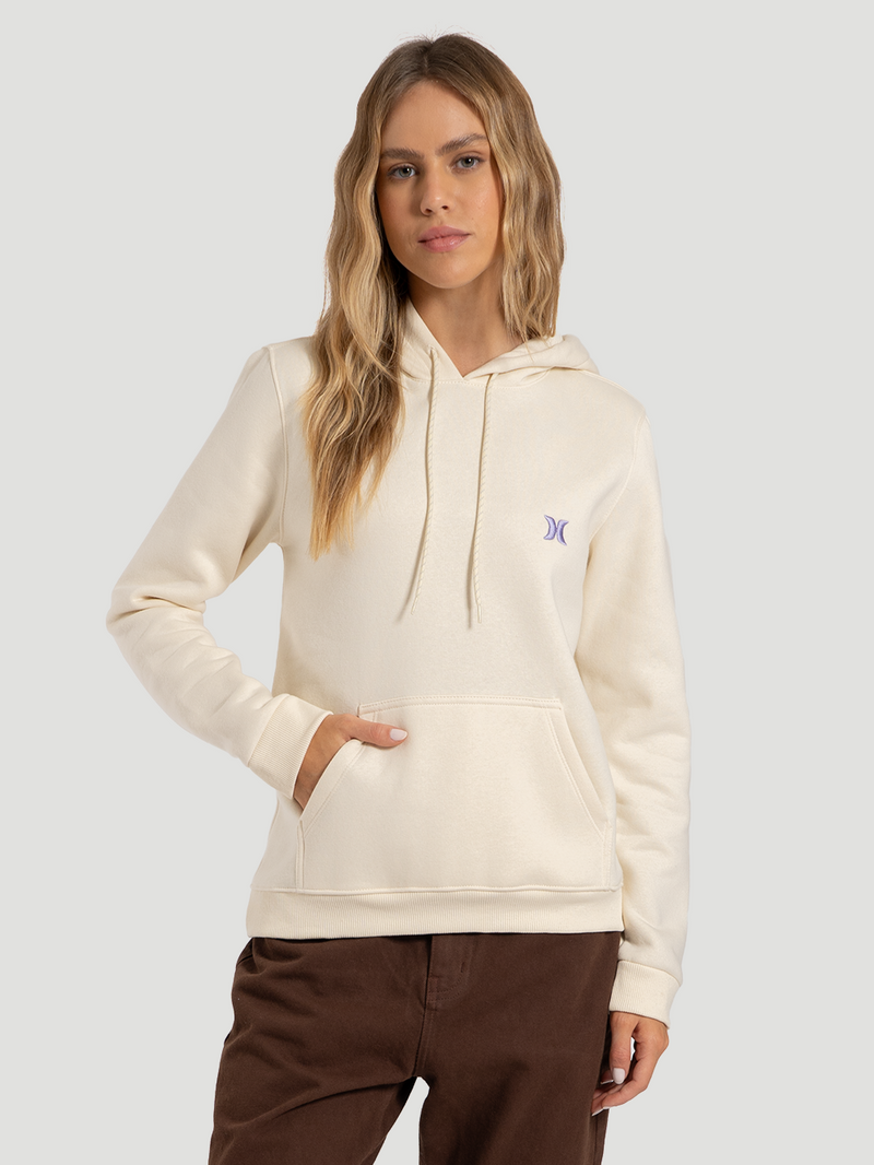 Moletom Canguru Hurley Icon Feminino Off White