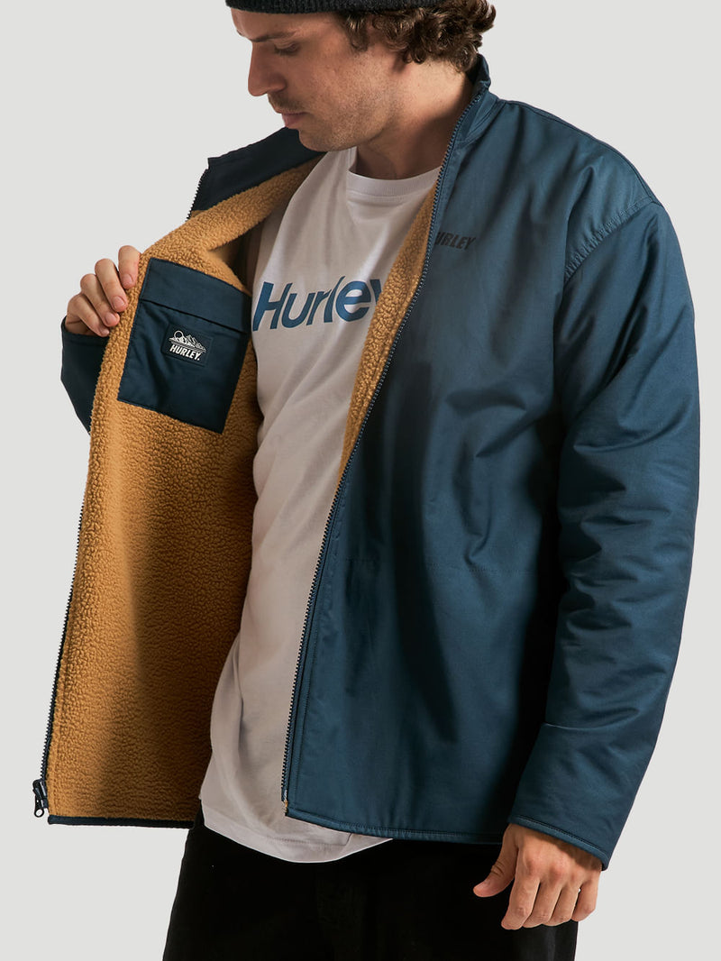 Jaqueta Dupla Face Importada Hurley Boulder Burrit Marinho/Ocre