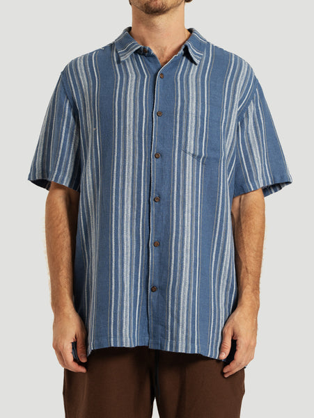 Camisa Manga Curta Listrada Azul Hurley Oceanside