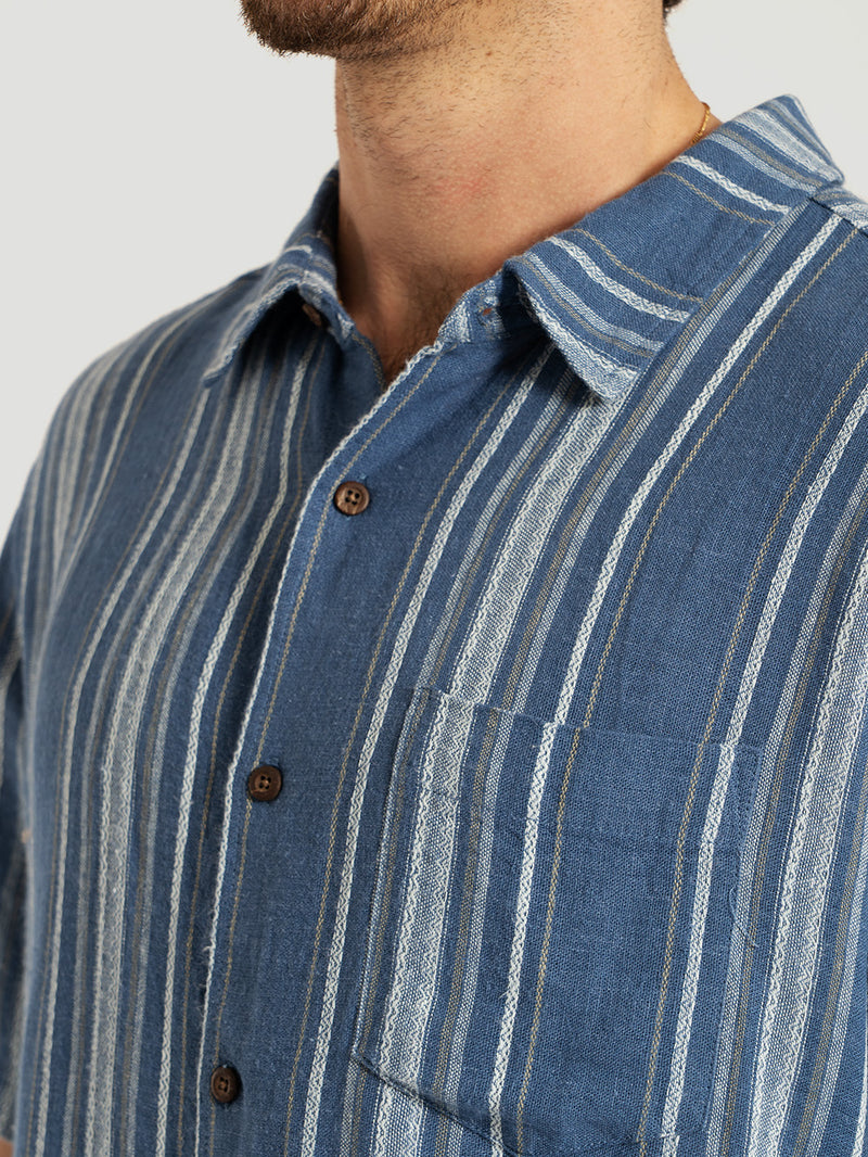 Camisa Manga Curta Listrada Azul Hurley Oceanside