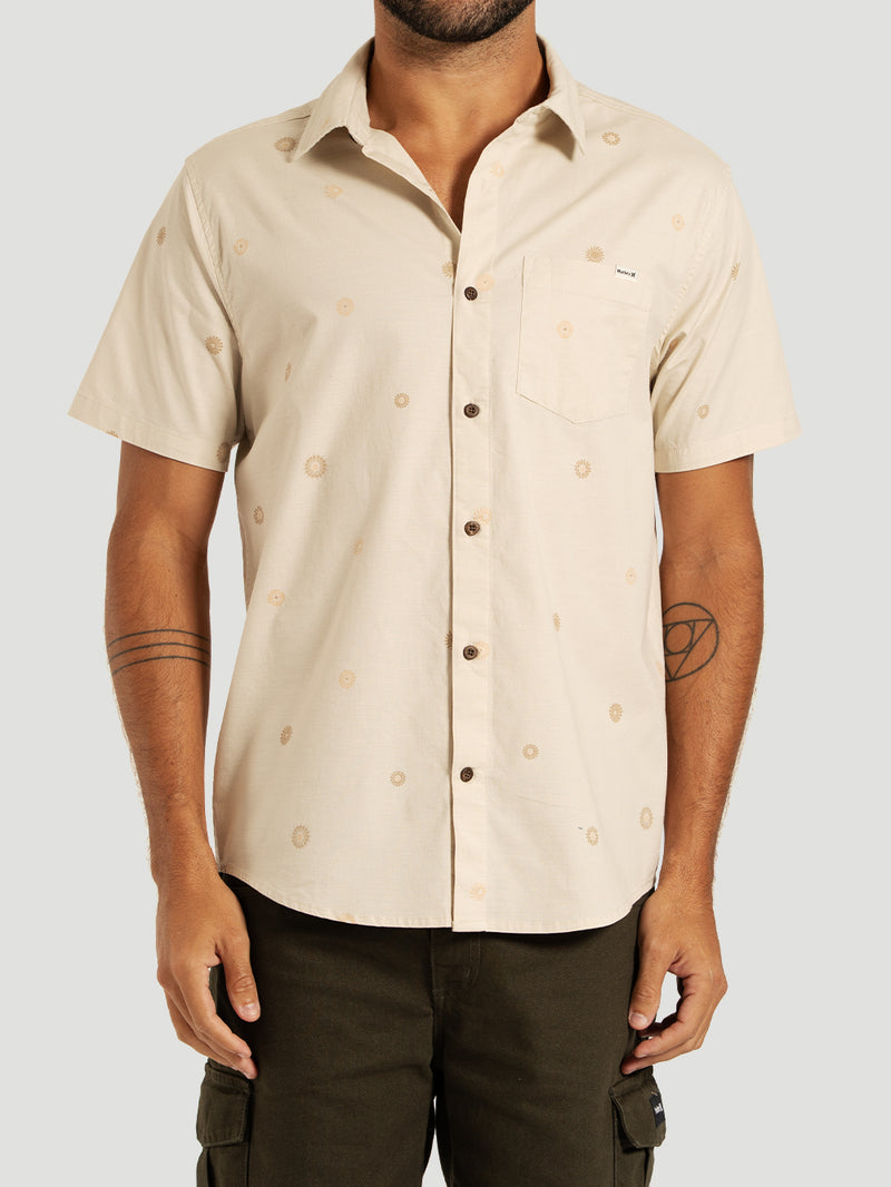 Camisa Manga Curta Areia Hurley One and Only Lido Stretch