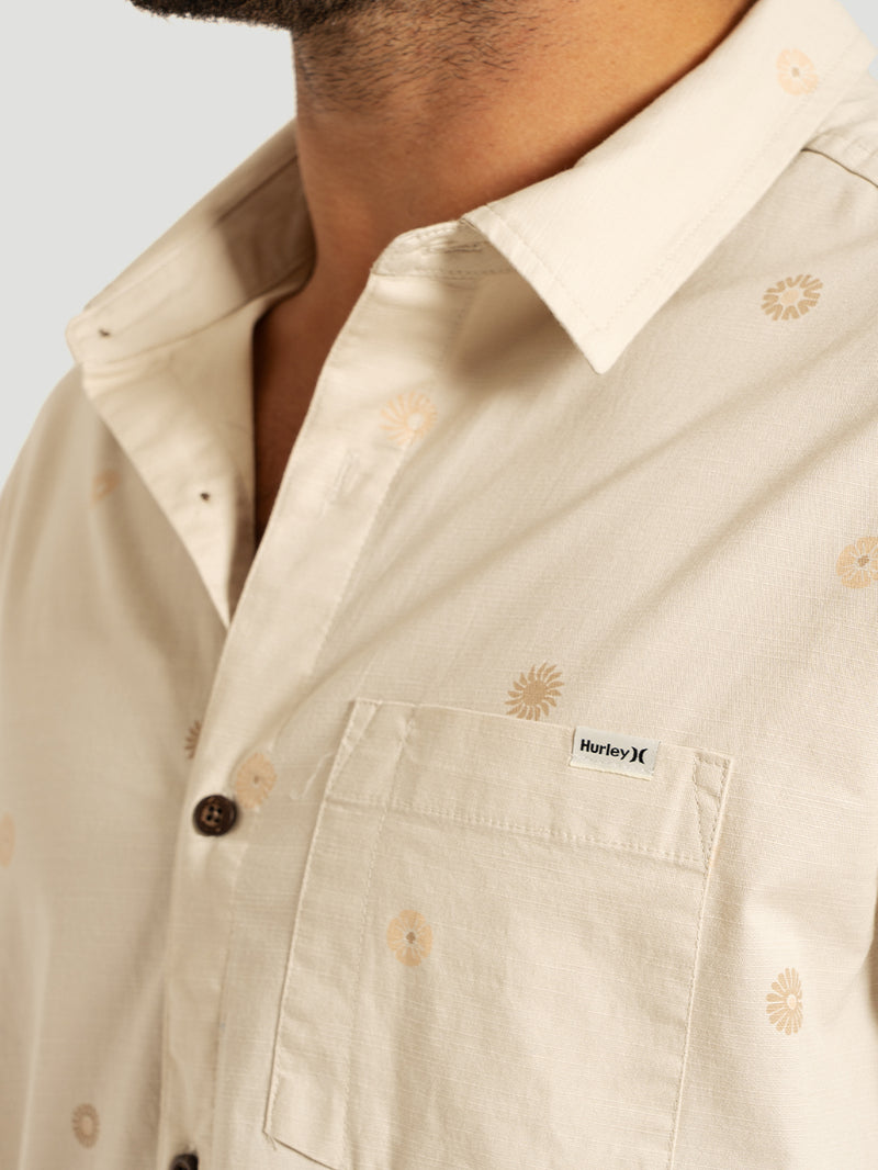 Camisa Manga Curta Areia Hurley One and Only Lido Stretch