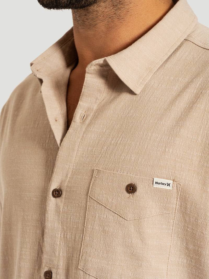 Camisa Masculina Caqui Hurley One&Only Slub