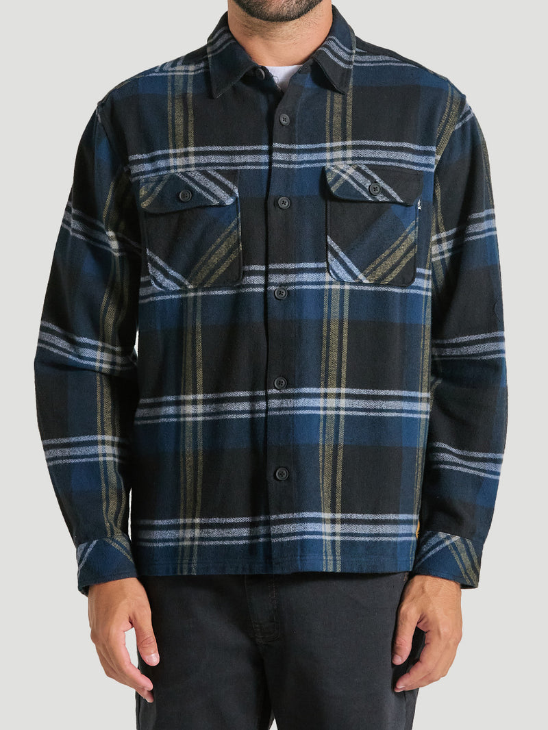 Camisa Flanela Xadrez Manga Longa Preta Hurley Santa Cruz Shoreline
