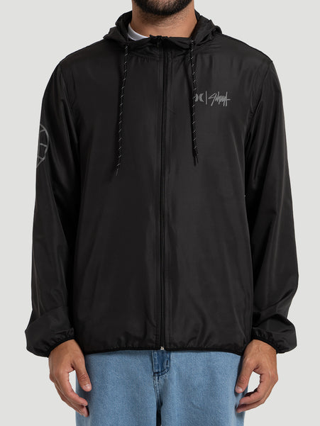 Jaqueta Windbreaker Hurley x Shibuya Signature Stripe Preto