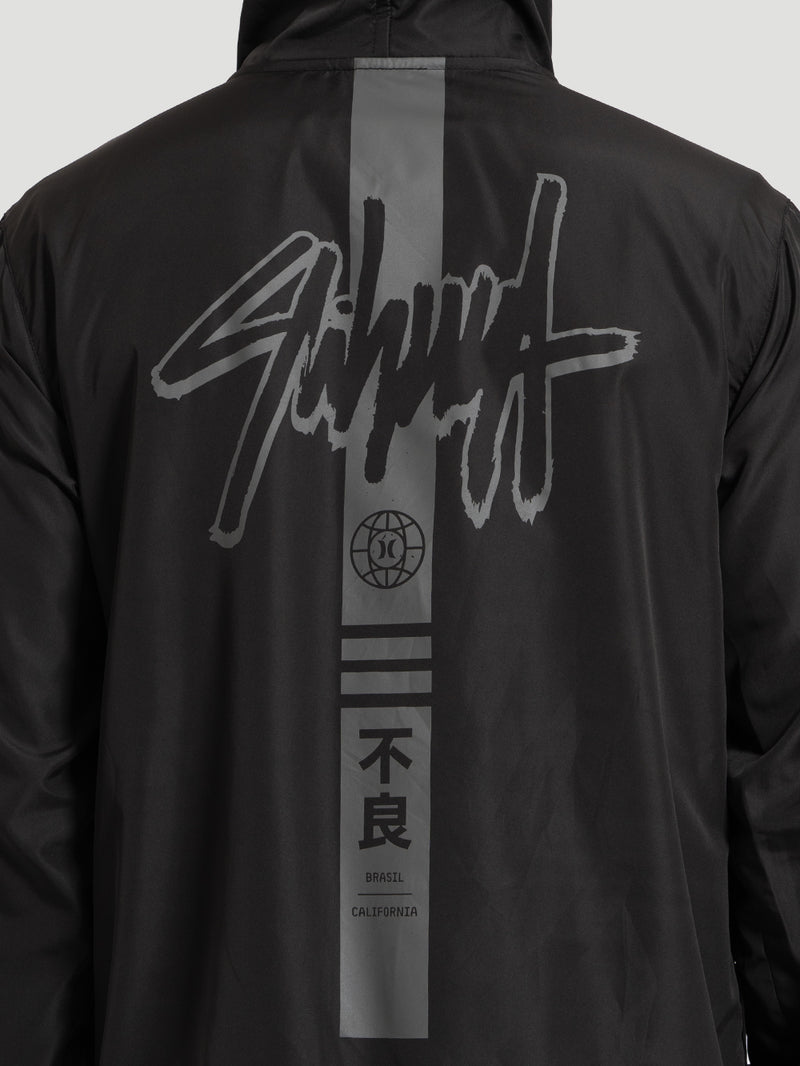 Jaqueta Windbreaker Hurley x Shibuya Signature Stripe Preto