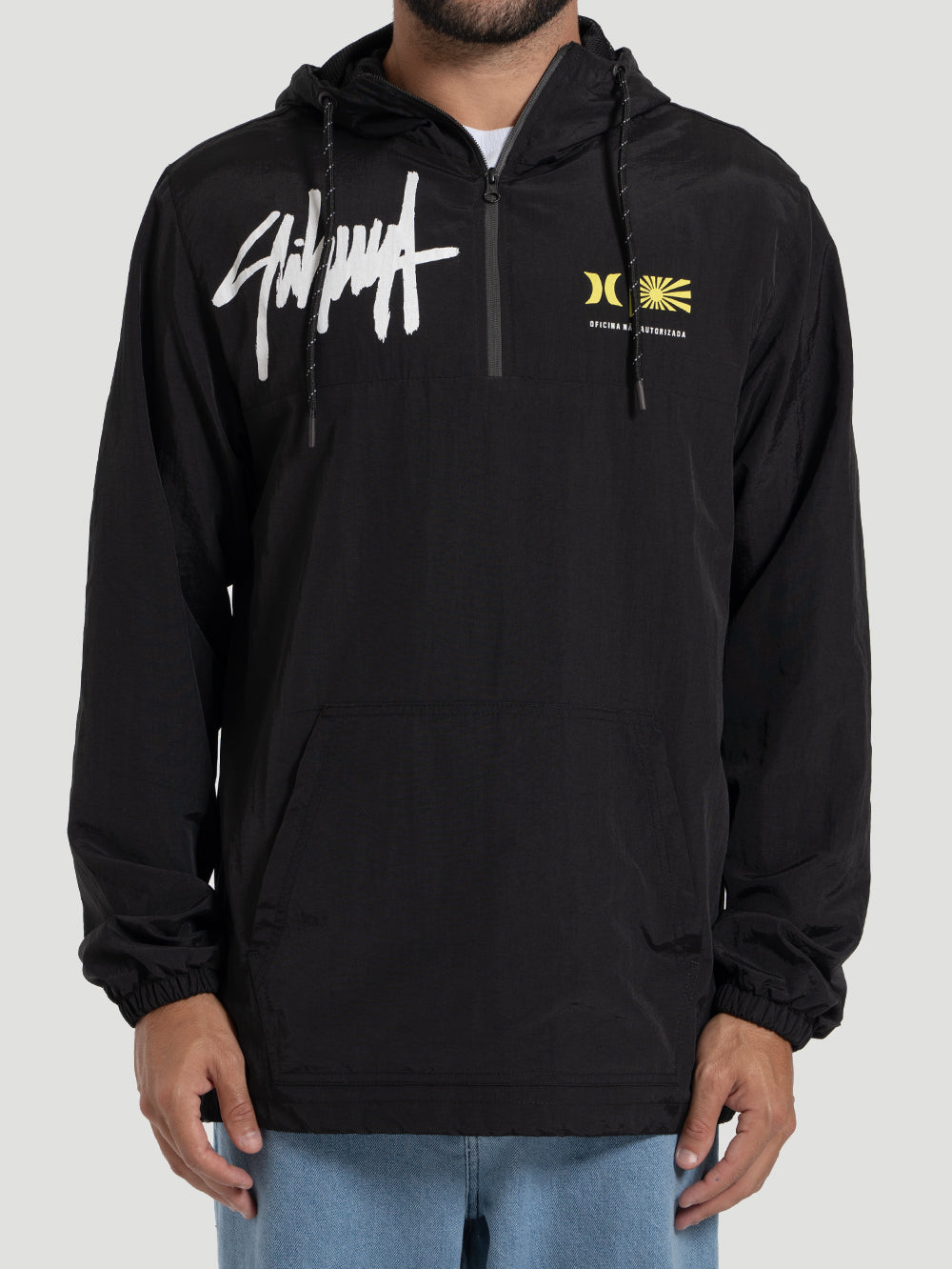 Jaqueta Windbreaker Anorak Hurley x Shibuya Signature Preta