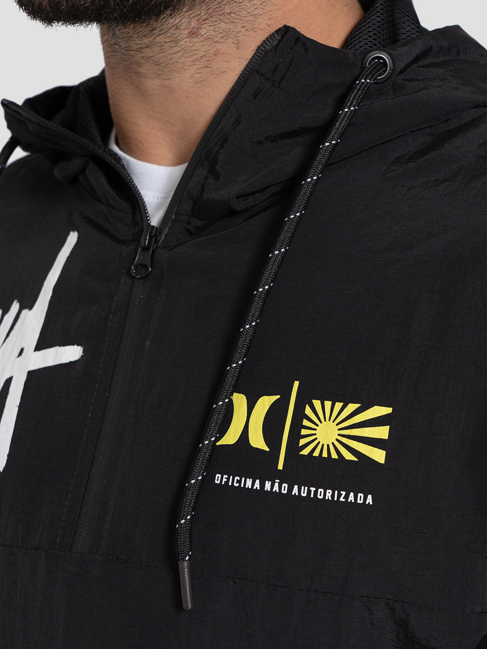 Jaqueta Windbreaker Anorak Hurley x Shibuya Signature Preta