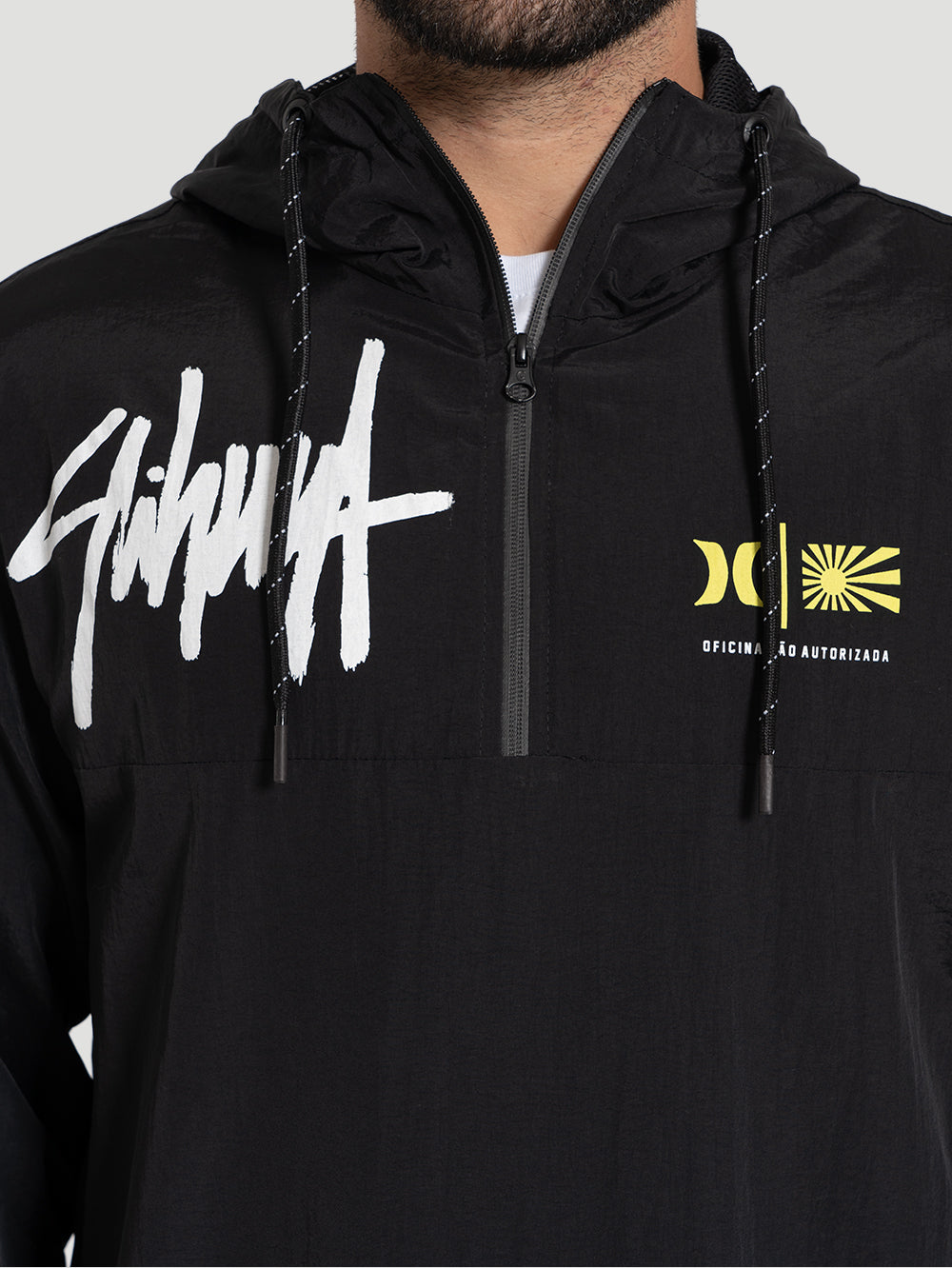Jaqueta Windbreaker Anorak Hurley x Shibuya Signature Preta