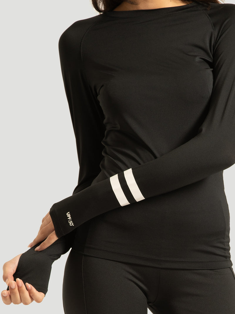Camisa Lycra Feminina Preta Manga Longa UV+50 Hurley Block Party