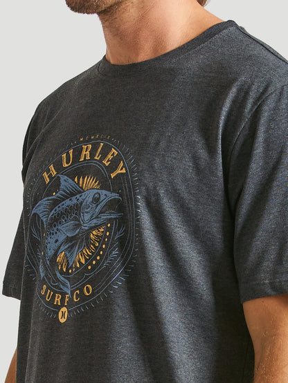 Camiseta Hurley Fish Mescla Preto