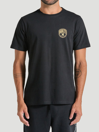 Camiseta Básica Preta Hurley Escudo