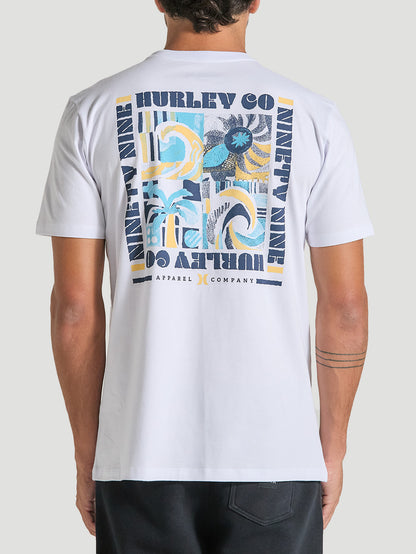Camiseta Manga Curta Branca Estampada Hurley Surf Noise