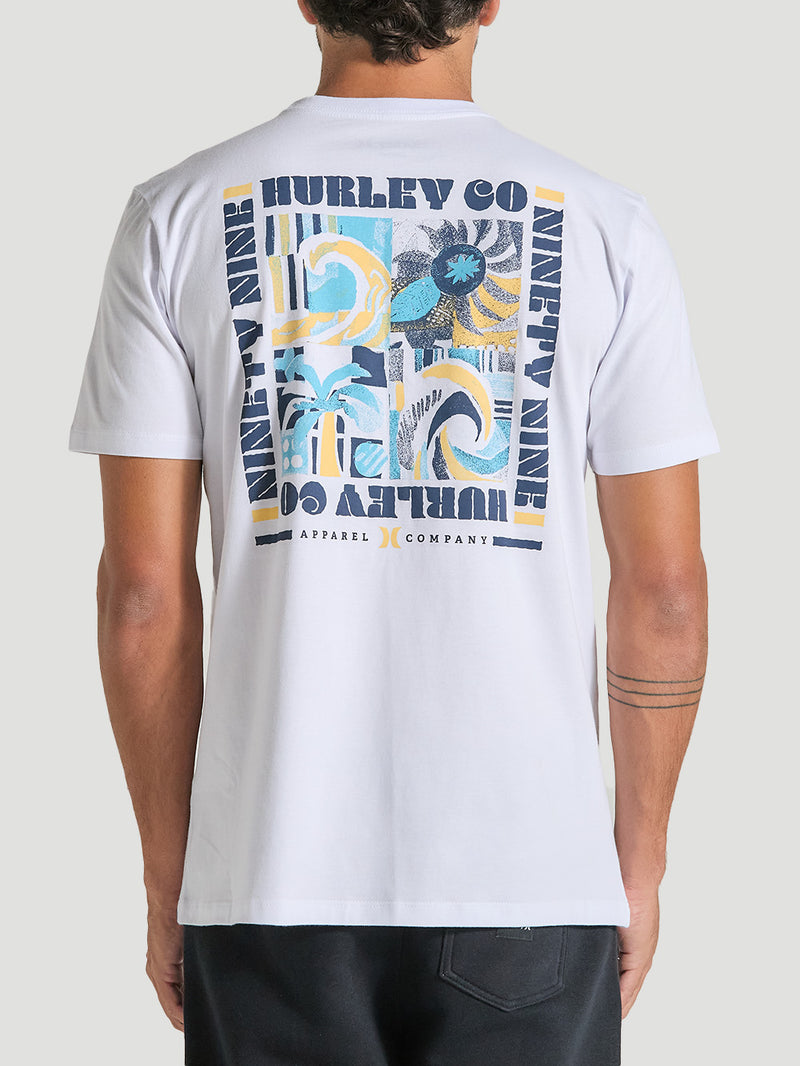Camiseta Manga Curta Branca Estampada Hurley Surf Noise
