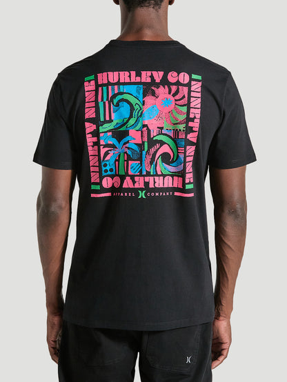 Camiseta Manga Curta Preta Estampada Hurley Surf Noise