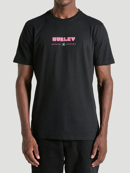 Camiseta Manga Curta Preta Estampada Hurley Surf Noise