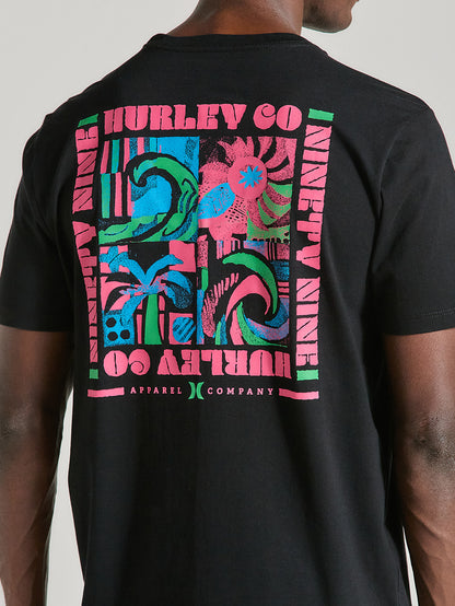 Camiseta Manga Curta Preta Estampada Hurley Surf Noise