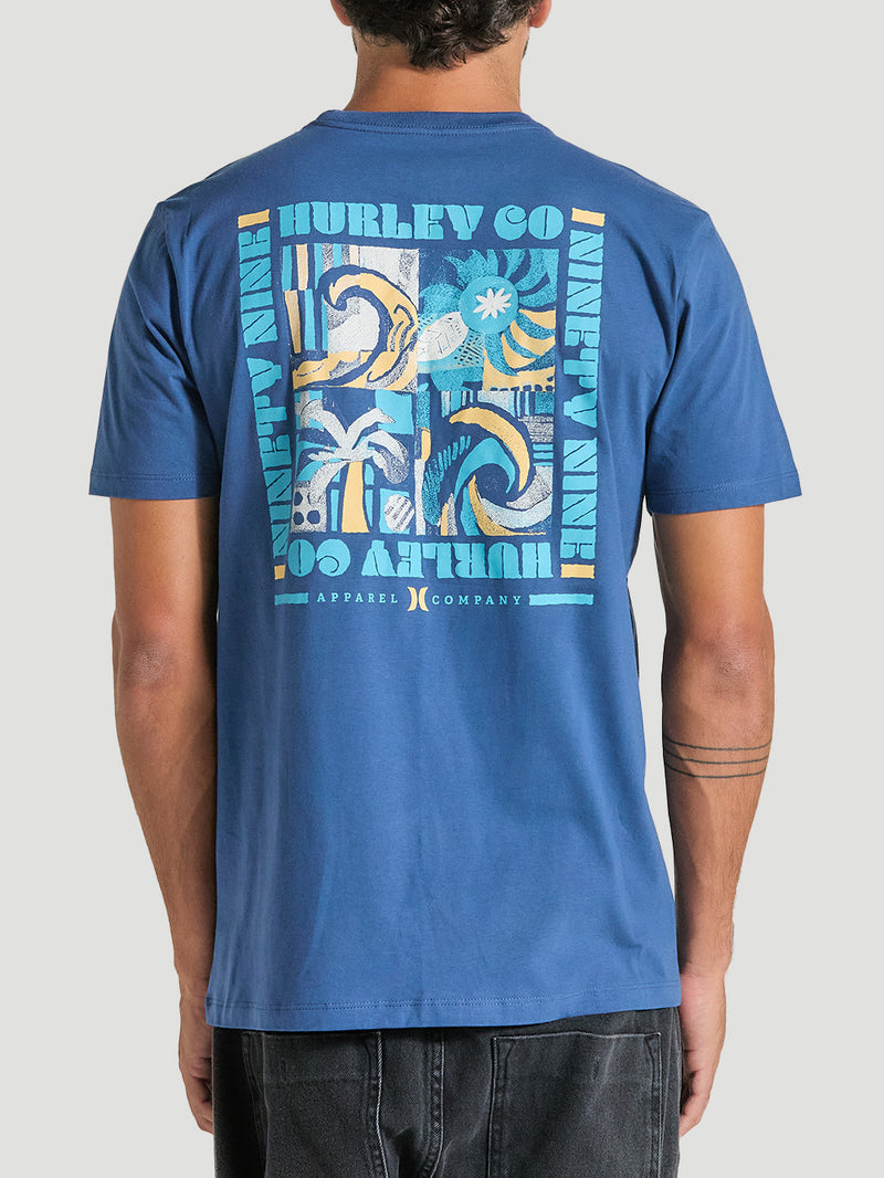 Camiseta Manga Curta Azul Marinho Estampada Hurley Surf Noise