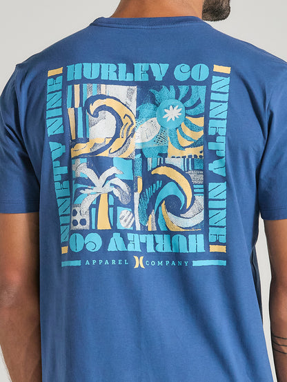 Camiseta Manga Curta Azul Marinho Estampada Hurley Surf Noise