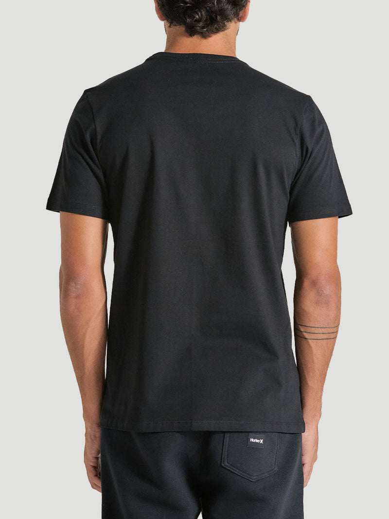 Camiseta Preta com Estampa Frontal Manga Curta Hurley Monster