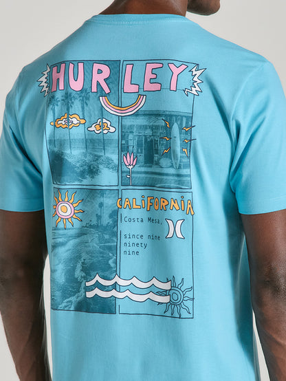 Camiseta Azul Manga Curta Casual Estampada Hurley Califun