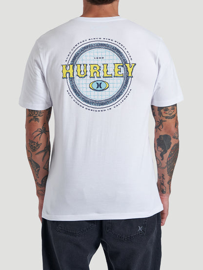 Camiseta Branca Manga Curta Slim Hurley Retro Waves