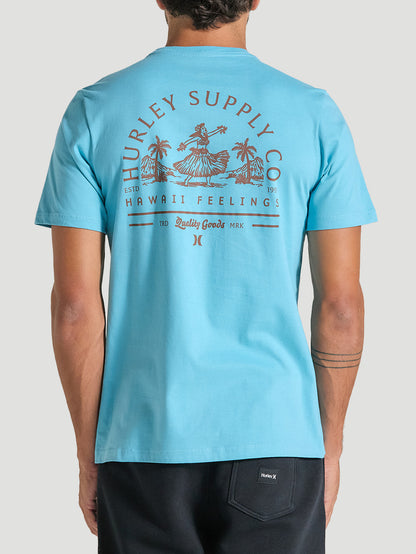 Camiseta Azul Casual Manga Curta Hurley Ula Ula
