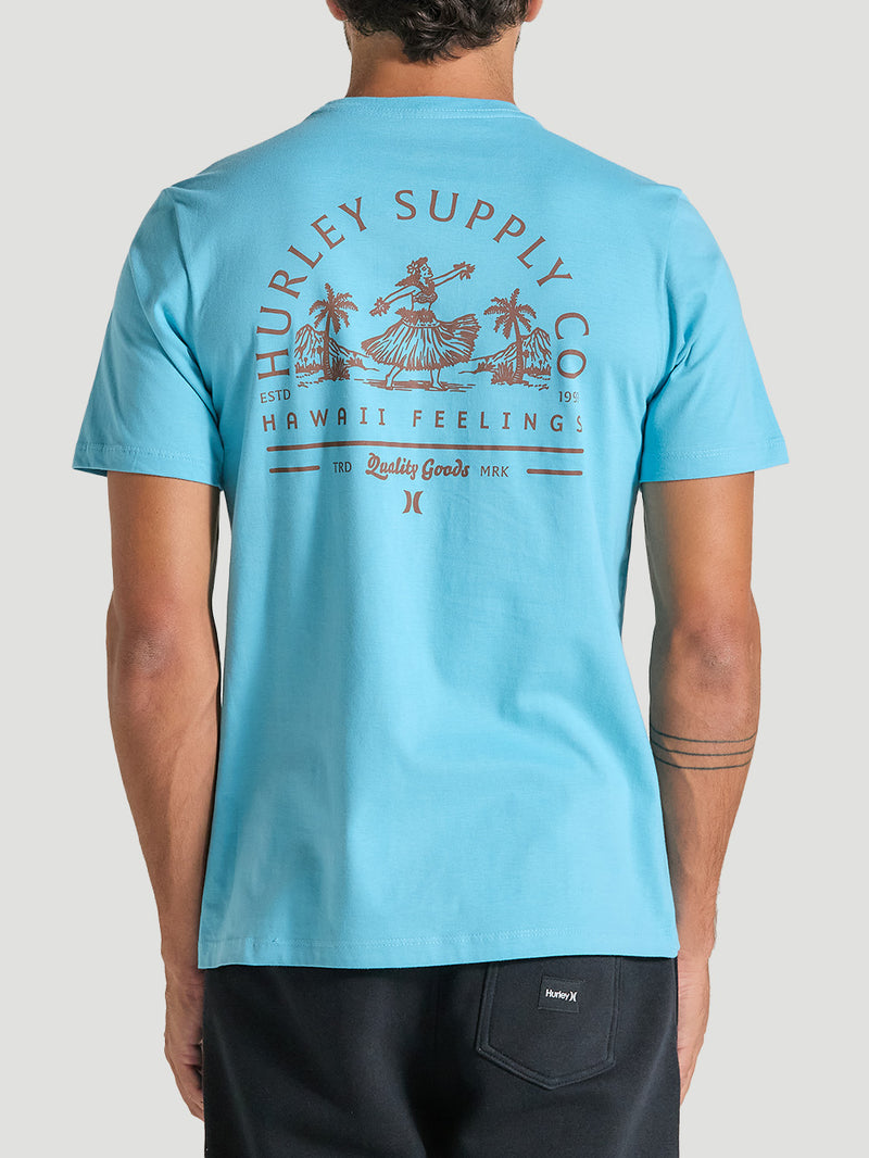 Camiseta Azul Casual Manga Curta Hurley Ula Ula