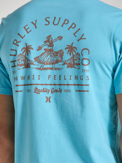 Camiseta Azul Casual Manga Curta Hurley Ula Ula