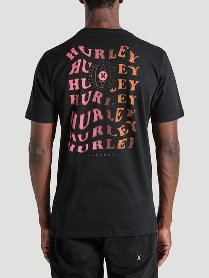Camiseta de Algodão Preta Manga Curta Hurley Level