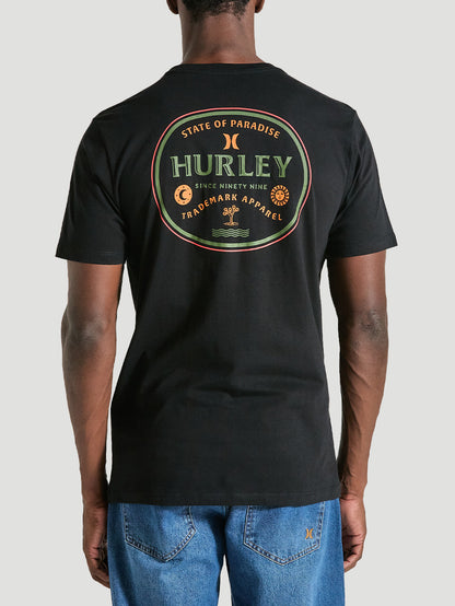 Camiseta Preta Básica Manga Curta Hurley Bottle