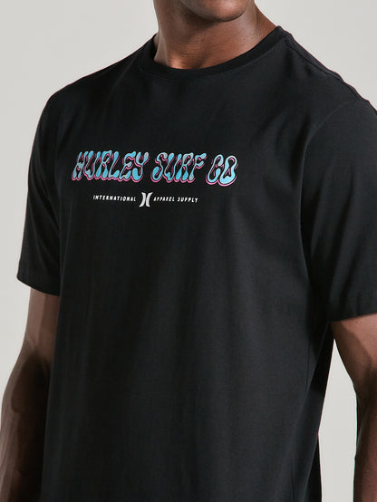 Camiseta Básica Manga Curta em Meia Malha Preta Hurley Poster