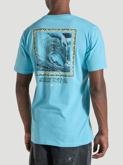 Camiseta Básica Manga Curta em Meia Malha Azul Hurley Poster