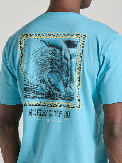 Camiseta Básica Manga Curta em Meia Malha Azul Hurley Poster