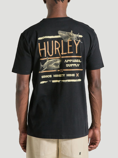 Camiseta Estampada Algodão Preta Hurley Shark