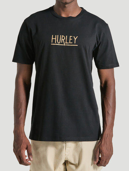 Camiseta Estampada Algodão Preta Hurley Shark